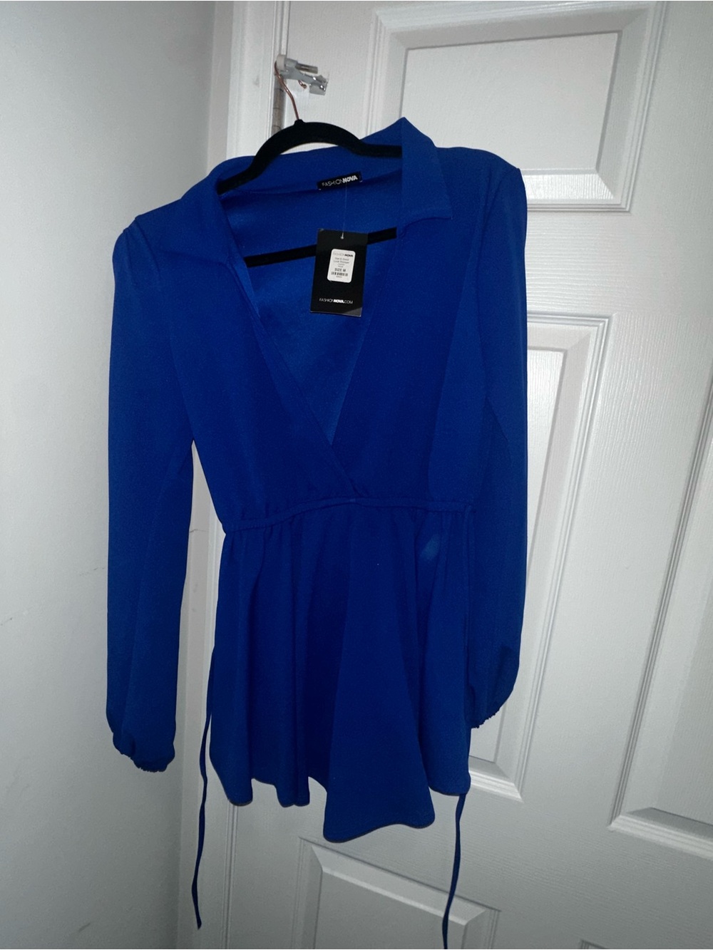 Cobalt Blue Long Sleeve Wrap one piece
